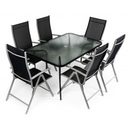 Komplet ogrodowy stół szklany + 6 krzeseł zestaw dla 6 osób